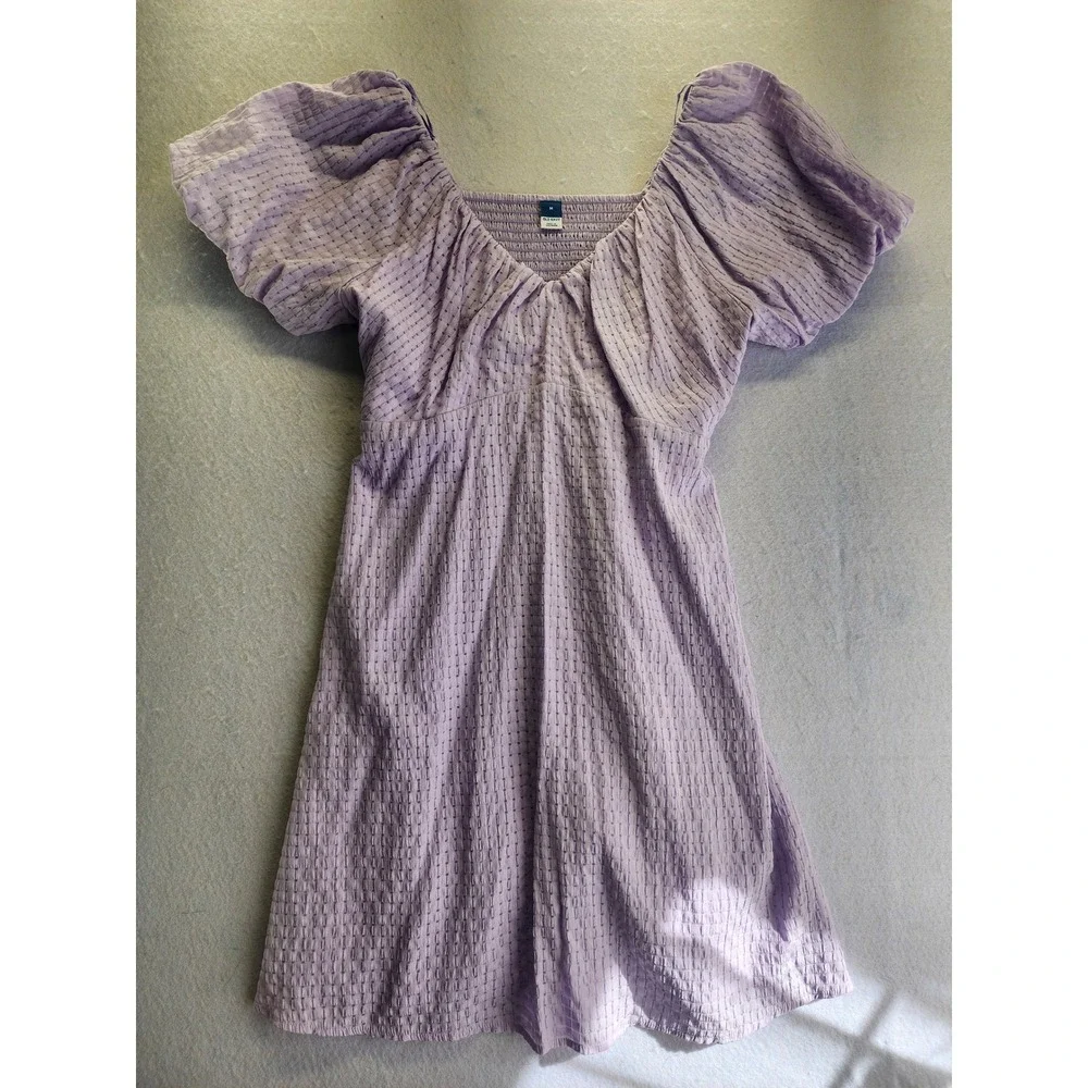 Old Navy Womens Purple Puff Sleeve Smocked Back Fit & Flare Mini Dress Medium - Picture 8 of 8